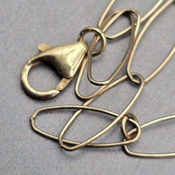 VTG 14K Gold Filled Natural Coral Y Drop Necklace 16" Paperclip Chain w/ Crystal - Picture 8 of 16